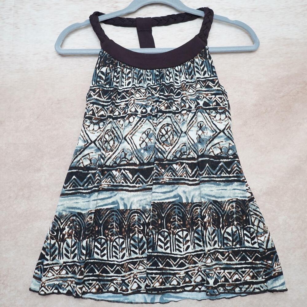 BCX Tribal Print Halter Tank Top Medium Boho Y2K